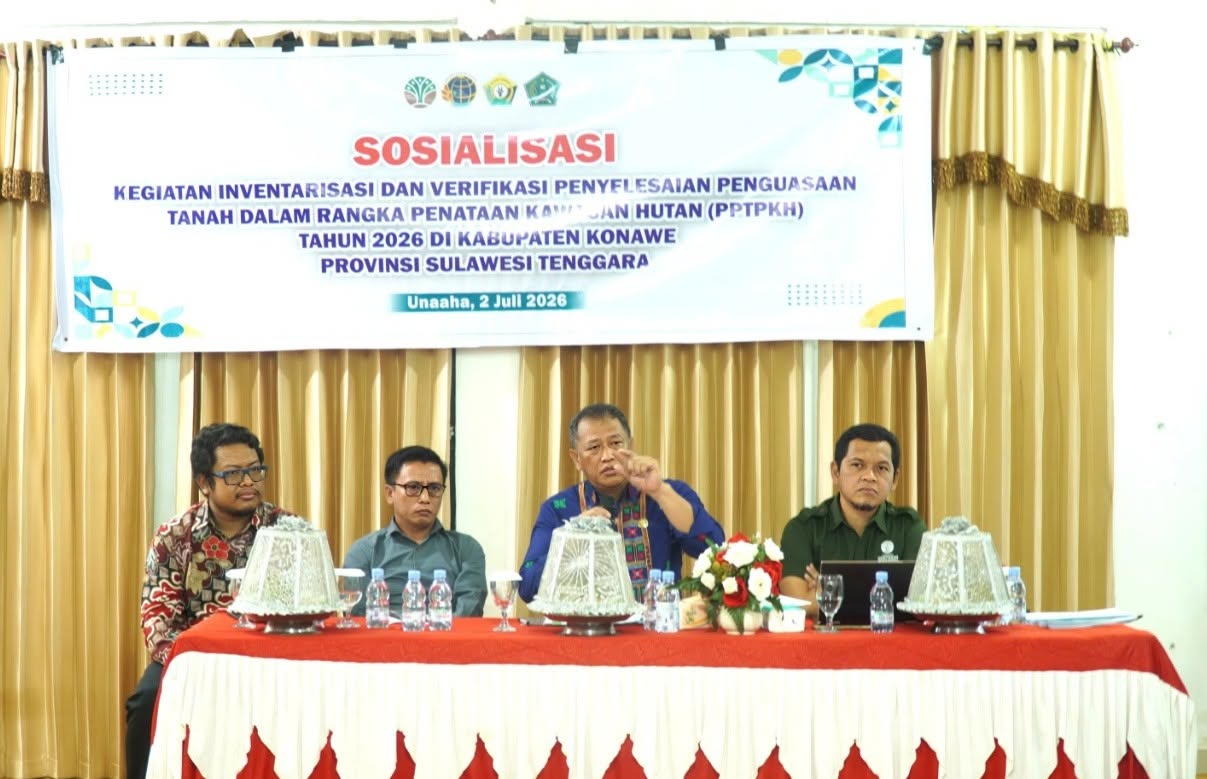 Sekda Konawe wakili Bupati Konawe Dukung Inventarisasi dan Verifikasi PPTPKH 2026 untuk Percepat Penyelesaian Penguasaan Tanah di Kawasan Hutan.