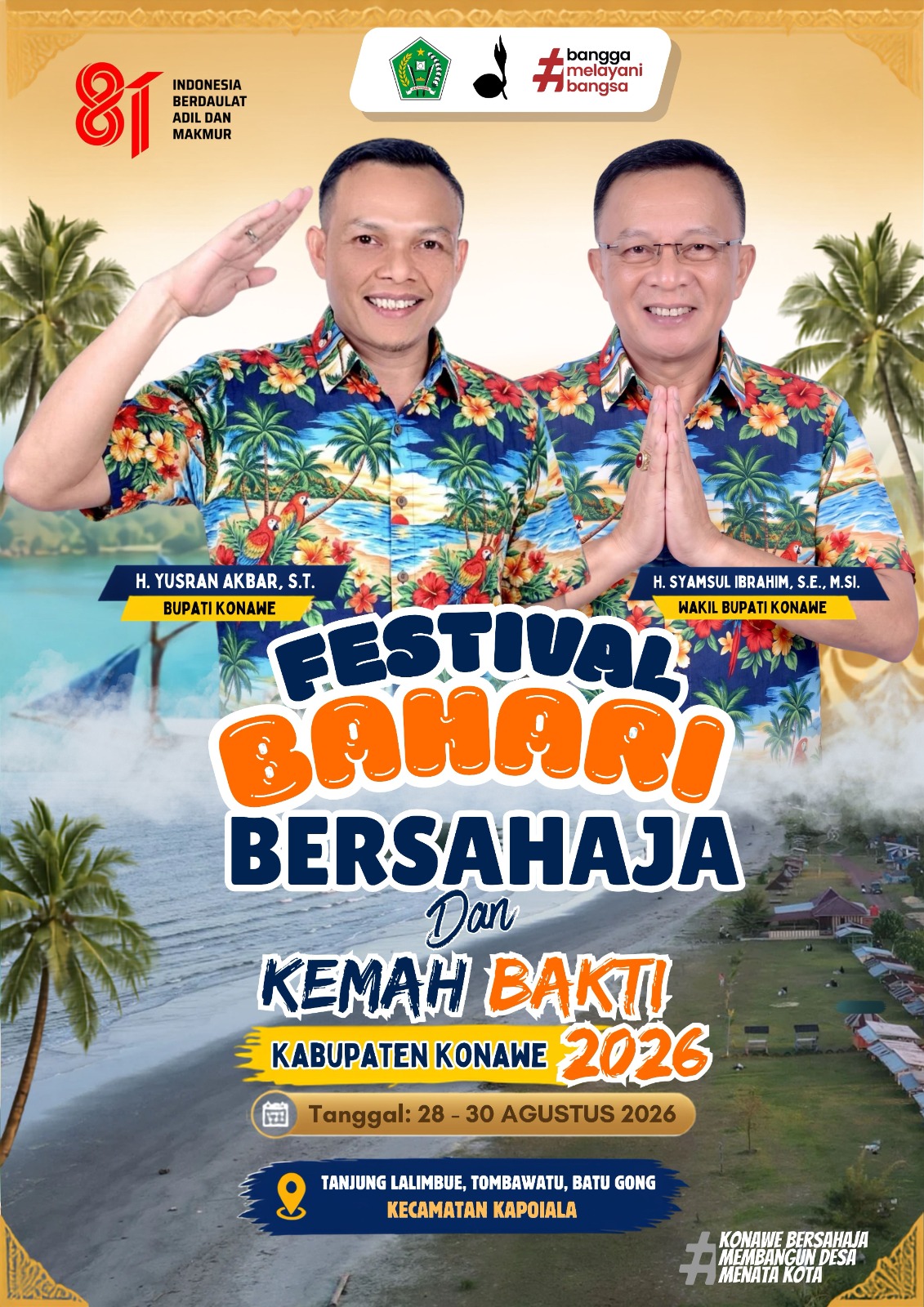 Festival Bahari Bersahaja dan Kemah Bakti Konawe 2026 Digelar 28–30 Agustus